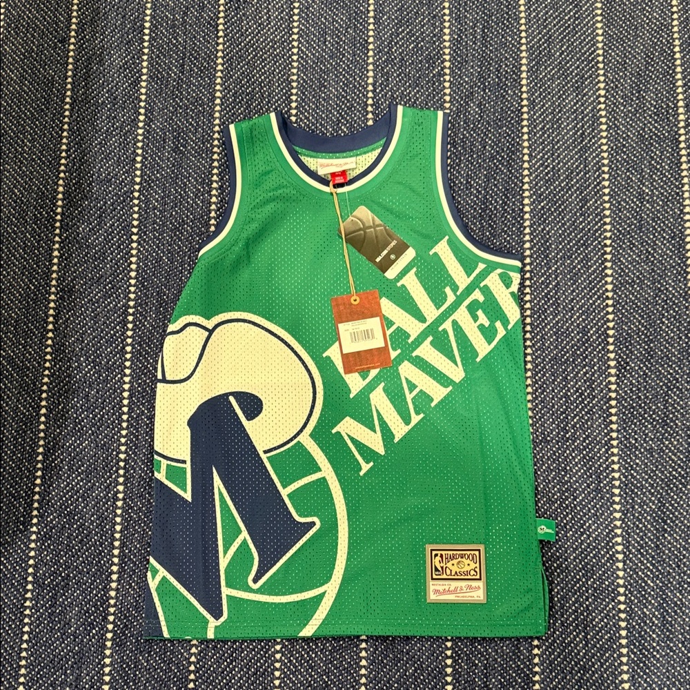Mitchell & Ness Teal and Navy Kids Mavericks Jersey